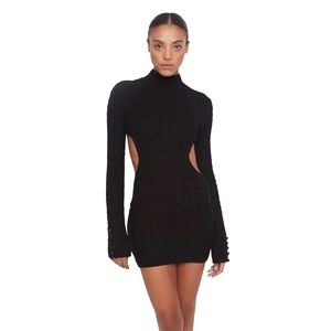 Danielle Guizio Cable Knit Backless Turtleneck Dress